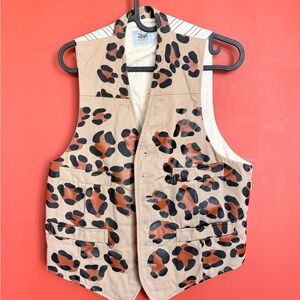 Mark McNairy Leopard Print Utility Vest — Tan, Black & Brown
